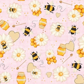 Large Scale Sweet As Can Bee Bumblebee Nursery on Soft Pale Pink