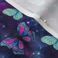 Medium Scale Galaxy Butterflies Celestial Skies Purple Blue Aqua