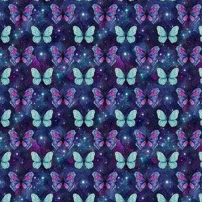 Small Scale Galaxy Butterflies Celestial Skies Purple Blue Aqua