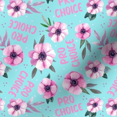 Medium Scale Pro Choice Awareness Rights for Women Pink and Purple Floral