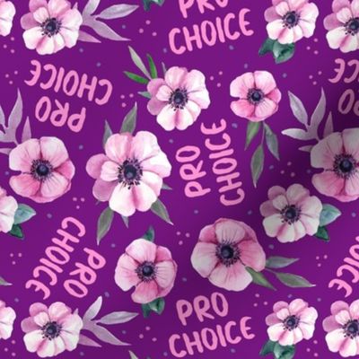 Medium Scale Pro Choice Awareness Rights for Women Pink and Purple Floral