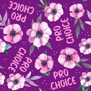 Medium Scale Pro Choice Awareness Rights for Women Pink and Purple Floral