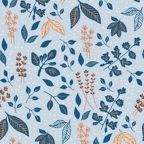 Hand Drawn Herbs and Leaves // light blue