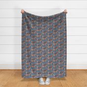 Young Foxes on Slate Blue Background