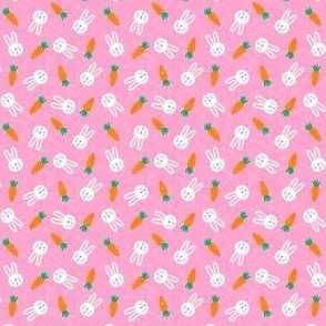 (micro scale) bunnies and carrots - pink - easter spring - C21