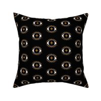 Mystical eyes on black - warm cozy colours - gold and navy - small