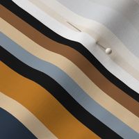 Cozy Stripes - warm, navy, gold, black, desert sun, bold - medium