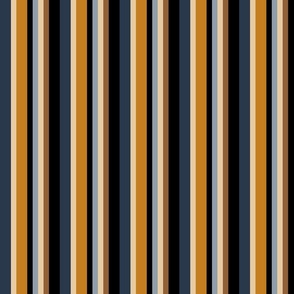 Cozy Stripes - warm, navy, gold, black, desert sun, bold - medium