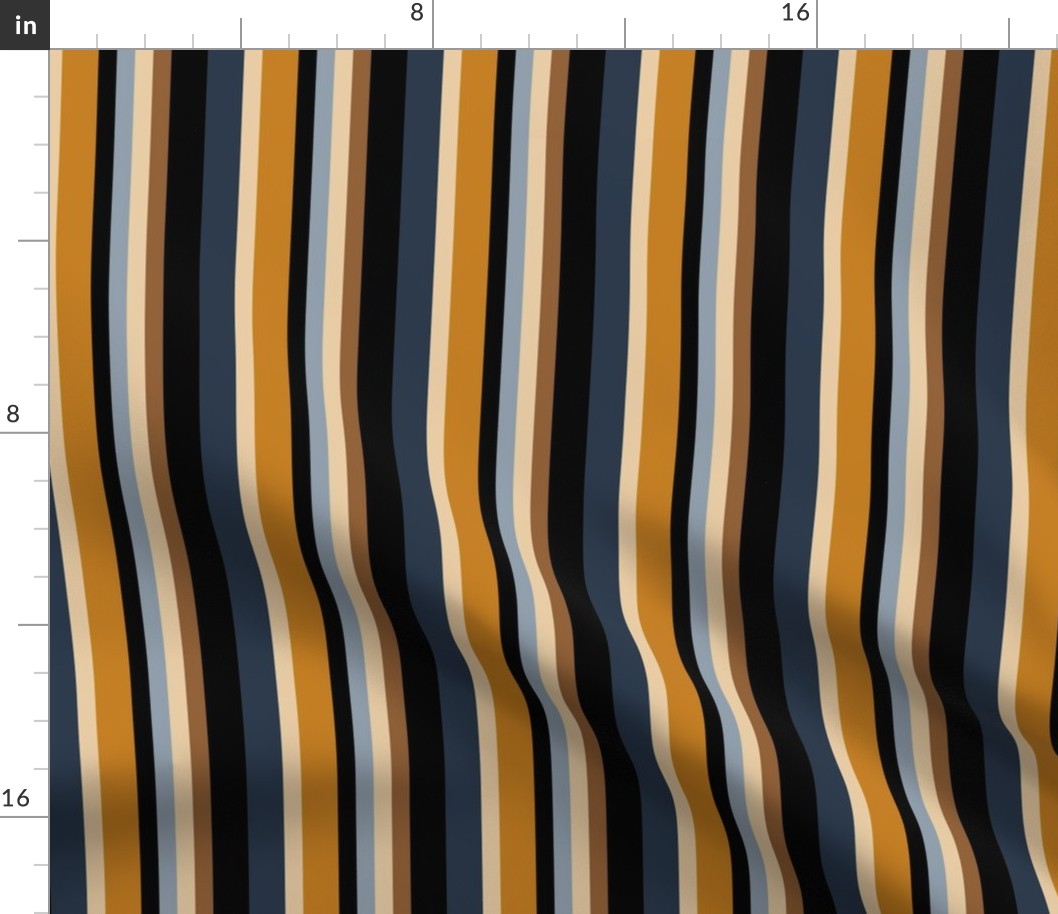 Cozy Stripes - warm, navy, gold, black, desert sun, bold - medium