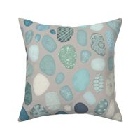 Sea Glass Blue on  Gray, Cheater Quilt 