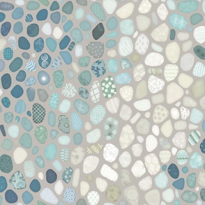 Sea Glass Blue on  Gray, Cheater Quilt 