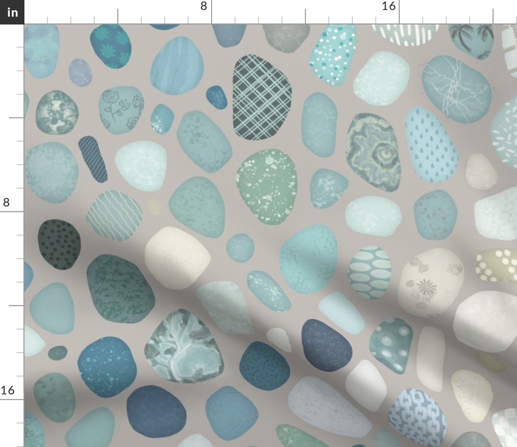 Sea Glass Blue on  Gray, Cheater Quilt 