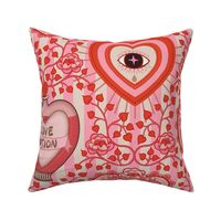 Lovecore - Kitsch Valentine's Hearts, Love Potion and Cupid, vintage stripes - red and pink- large