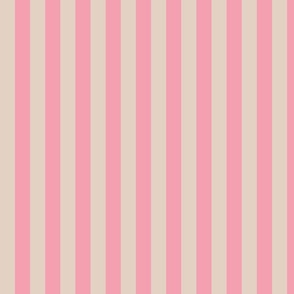 Lovecore - Vintage stripes in cream/beige and pastel pink - Kitsch Valentine's - large
