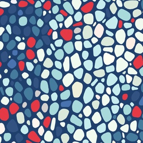 Sea Glass Red White Baby Blue and Navy, Cheater Quilt