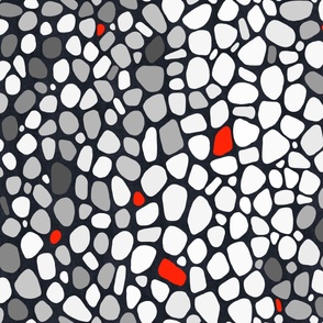 Sea Glass Black White Gray Red