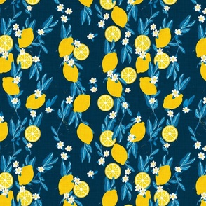 Lemons on Navy Background
