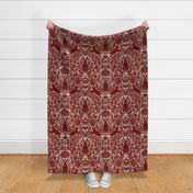 Modern damask year of the rabbit/inverted colors/deep red/maroon/