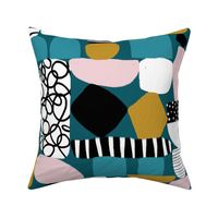 Abstract Modern Shapes Teal Pink Gold