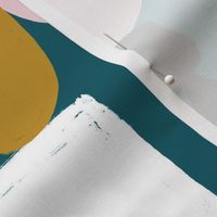 Abstract Modern Shapes Teal Pink Gold
