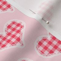 Lace red gingham Hearts