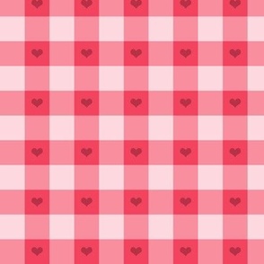 Little Hearts on Red Gingham