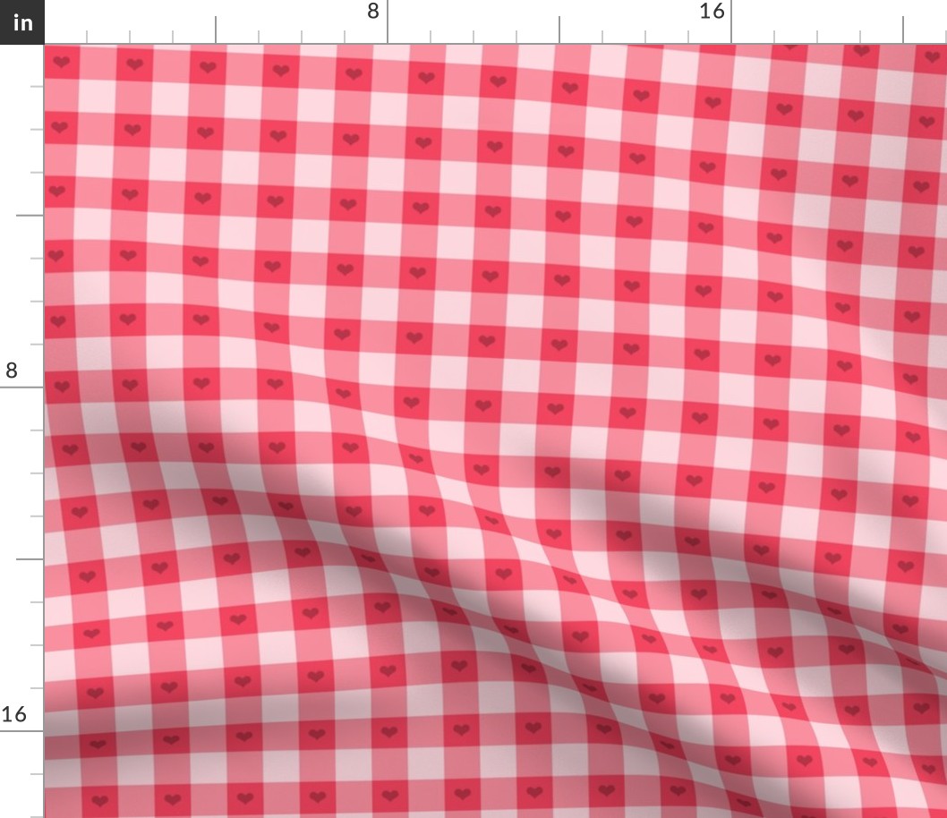 Little Hearts on Red Gingham