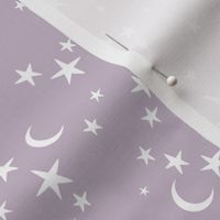 Stars & Moon phase starry night universe sweet boho galaxy nursery white pastel lilac lavender purple