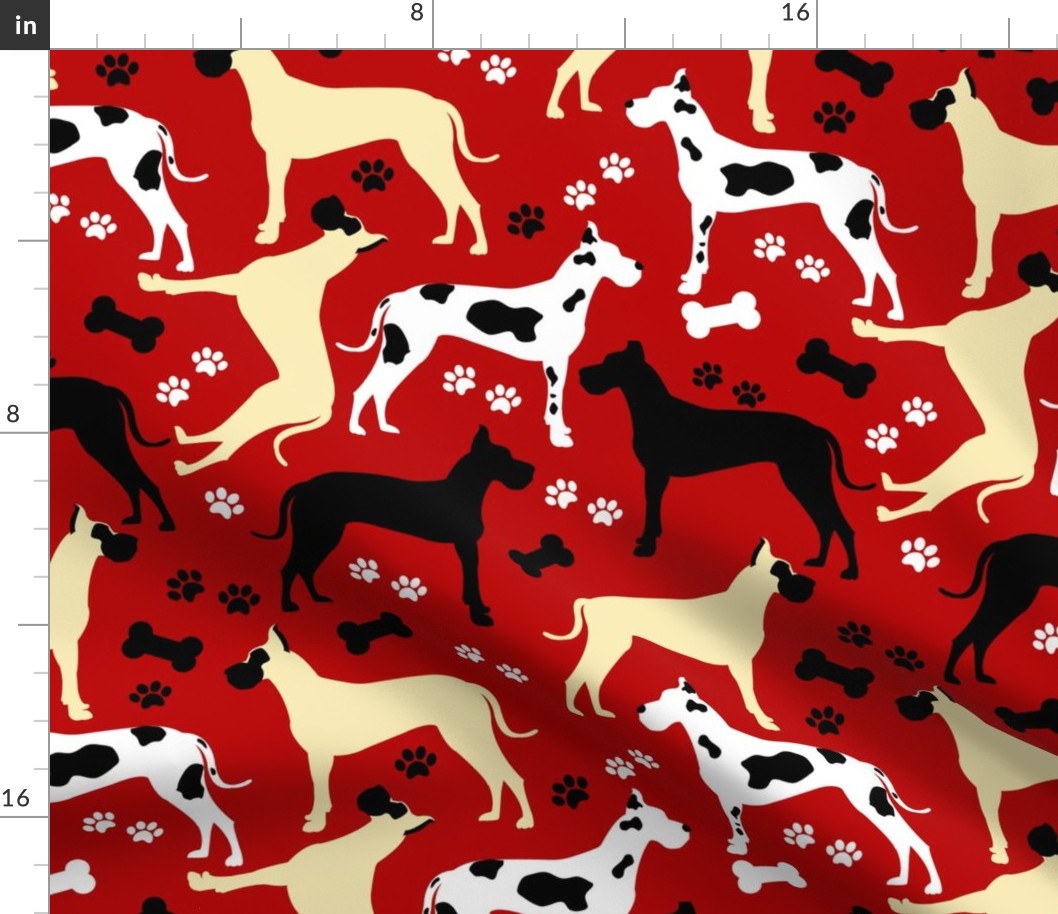 Great Danes in Red