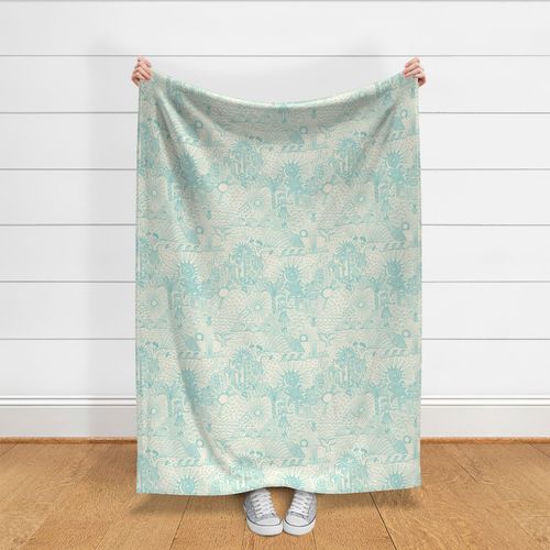 M - Hawaiian Toile Aqua Blue