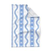 Small Cornflower on White Charlie Stripe