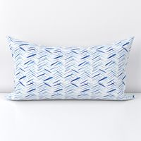 Denim blue criss cross watercolor herringbone - brushstrokes watercolour chevron - abstract geometrical a735-1