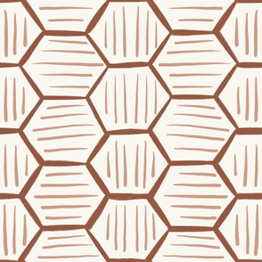 Burnt orange hex, earth toned hexagons