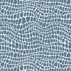 Alligator Pattern - Stormy Blue and White