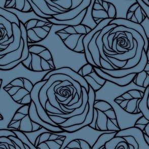 Rose Cutout Pattern - Stormy Blue and Black