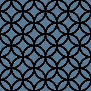 Interlocked Circles Pattern - Stormy Blue and Black
