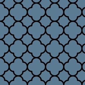 Quatrefoil Pattern - Stormy Blue and Black