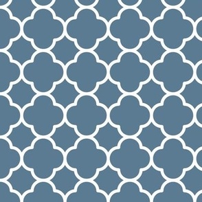 Quatrefoil Pattern - Stormy Blue and White