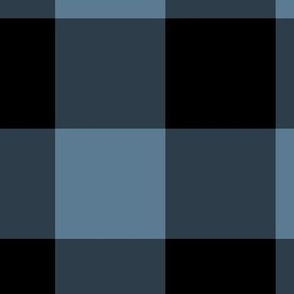 Extra Jumbo Gingham Pattern - Stormy Blue and Black
