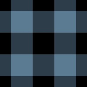 Jumbo Gingham Pattern - Stormy Blue and Black