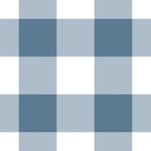 Jumbo Gingham Pattern - Stormy Blue and White