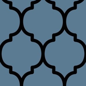 Extra Large Moroccan Tile Pattern - Stormy Blue and Black
