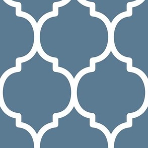 Extra Large Moroccan Tile Pattern - Stormy Blue and White