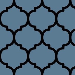 Large Moroccan Tile Pattern - Stormy Blue and Black