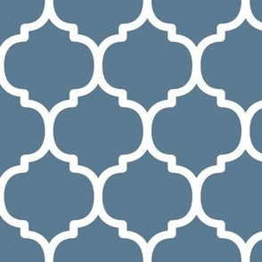 Large Moroccan Tile Pattern - Stormy Blue and White