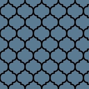 Moroccan Tile Pattern - Stormy Blue and Black