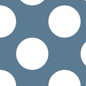 Large Polka Dot Pattern - Stormy Blue and White