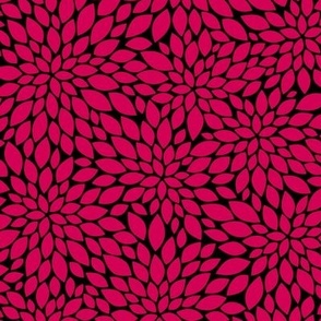 Dahlia Blossoms Pattern - Ruby and Black