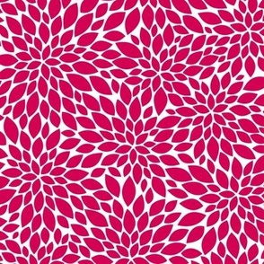 Dahlia Blossoms Pattern - Ruby and White