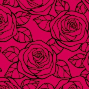 Rose Cutout Pattern - Ruby and Black